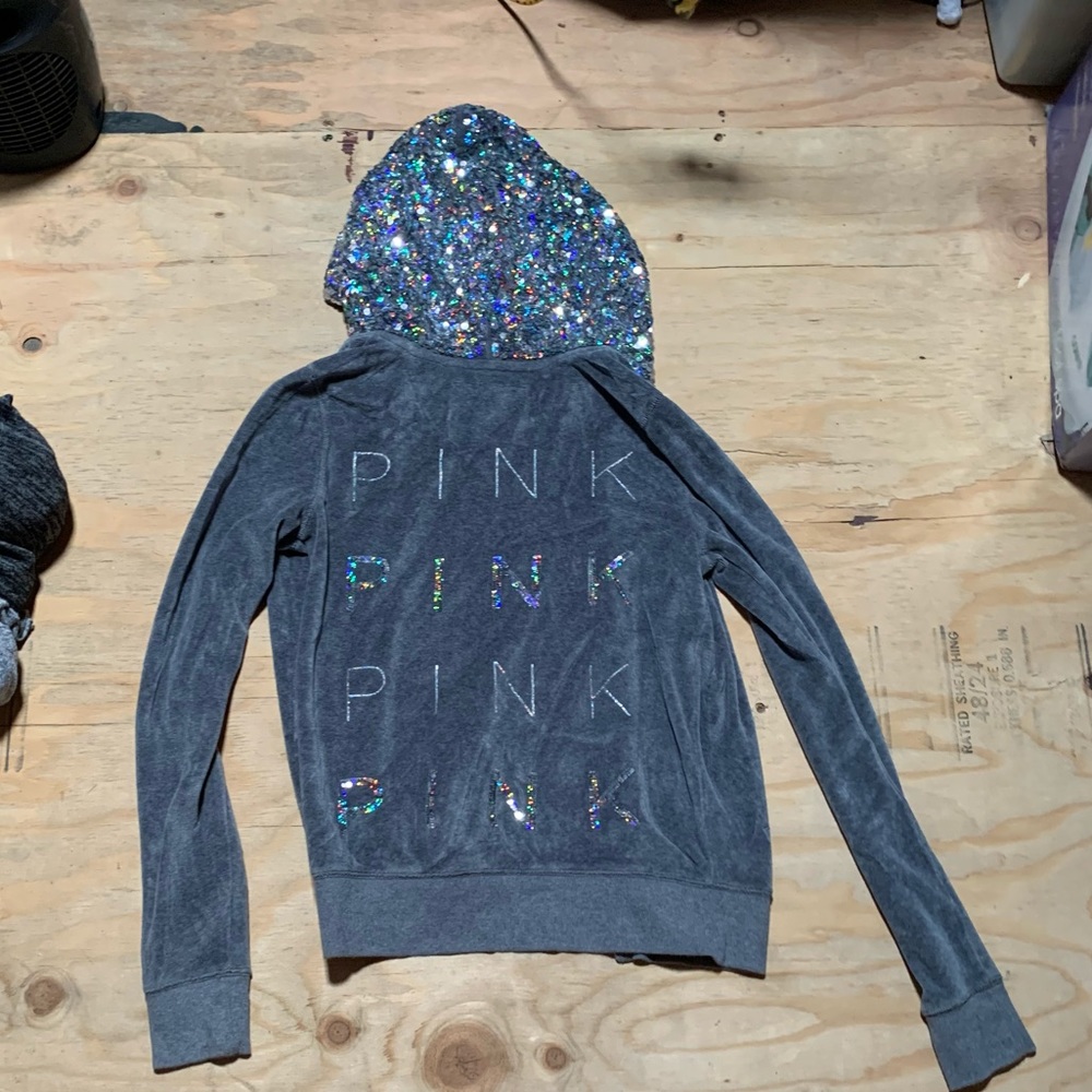 Vintage Grey Sequin PINK tracksuit jacket